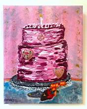 50 - Happy birthday! - akril - vaszon - 30 x 25 cm - kezm_ves ekszerekkel.jpeg